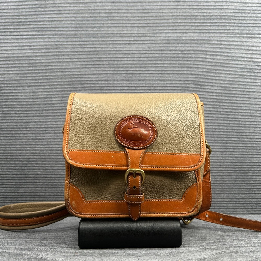 Dooney & Bourke Vintage All Weather Leather Crossbody Y2k Bag Taupe Tan Small